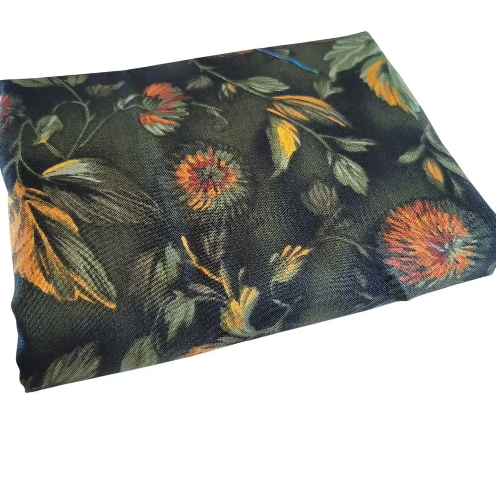 Water Tex Cheri Strole SSI Floral Cotton Fabric 36x42” Green Orange Leaves